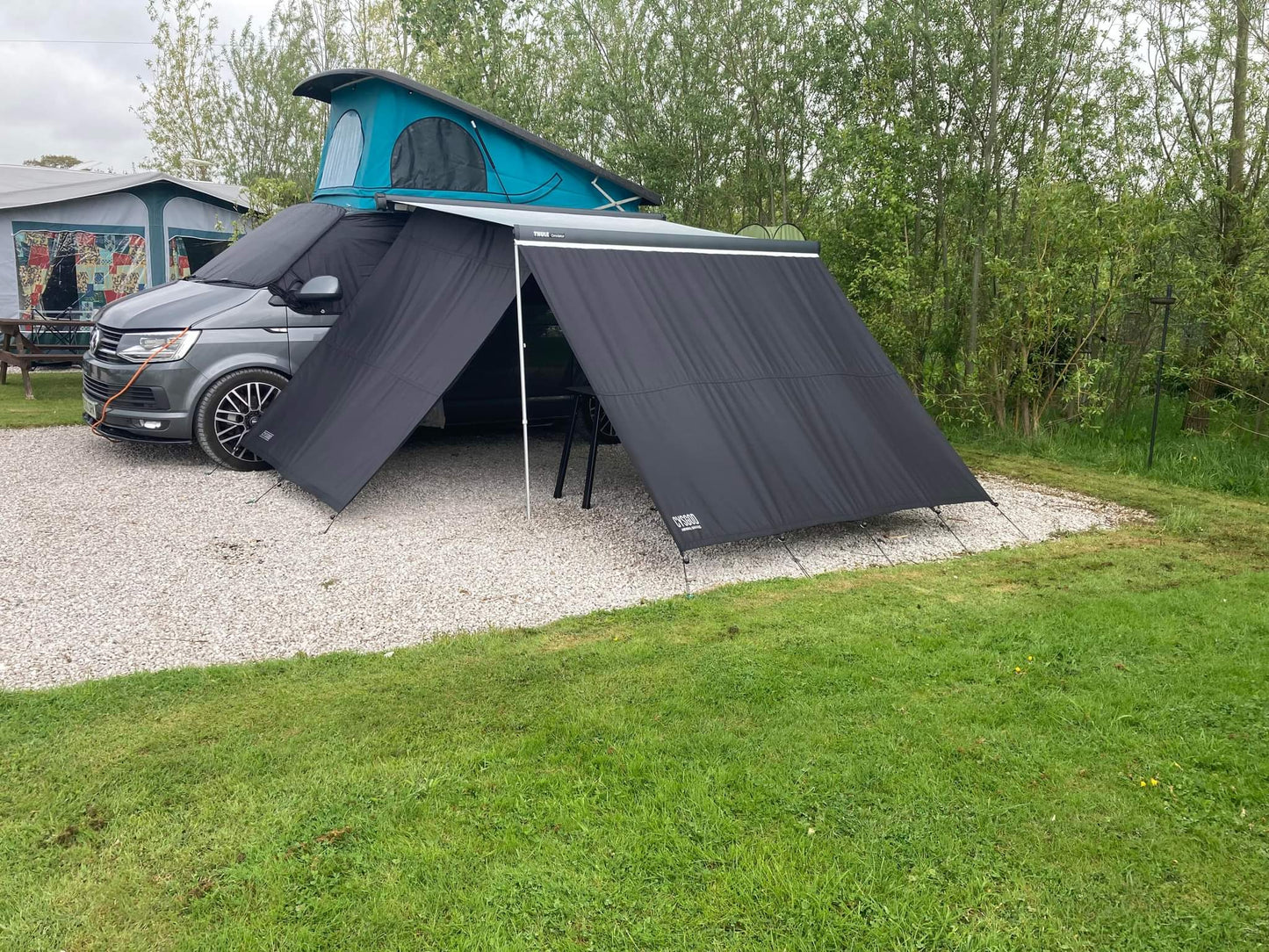 2.6m Waterproof Campervan Awning Front Shade Screen VW T5 T6 T6.1 Ford Nugget Fits Fiamma Thule Dometic