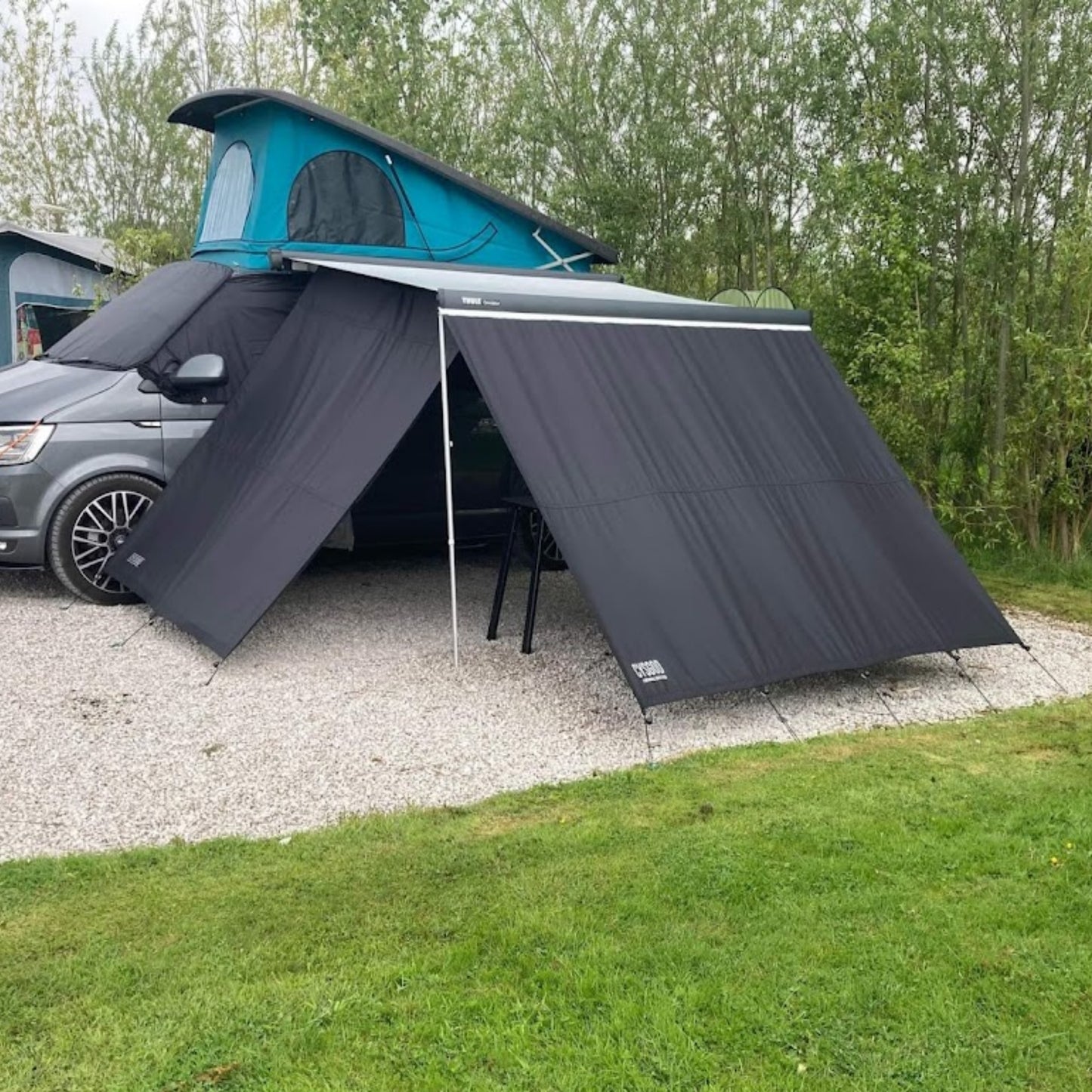 2.6m Waterproof Campervan Awning Front Shade Screen VW T5 T6 T6.1 Ford Nugget Fits Fiamma Thule Dometic
