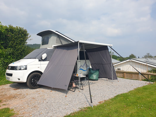 VW Ford Nugget Short Wheel Base Zipped Side Panel To Fit 2.6m VW T5 T6 6.1  Campervan Awning Sun Screen Privacy Side Shade Panel